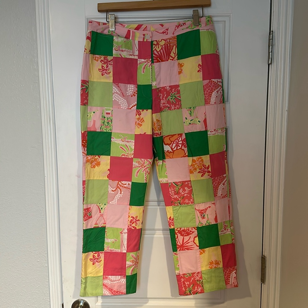 VINTAGE Lilly Pulitzer RealPatchwork/lined Capri Pants Size 10